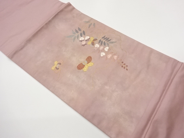 JAPANESE KIMONO / WOVEN HIRAKI NAGOYA OBI / A FLOWER-LEAF PATTERN A BU